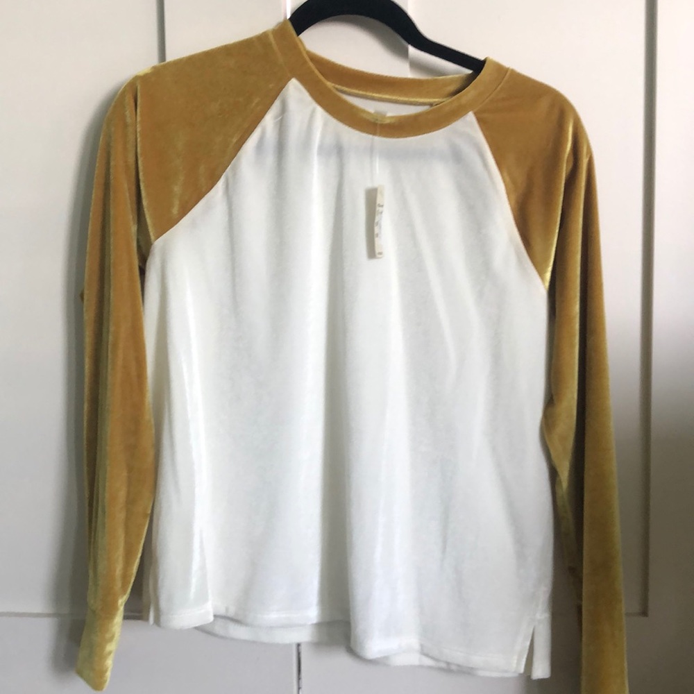 MADEWELL Velour baseball-style long-sleeve shirt, size S